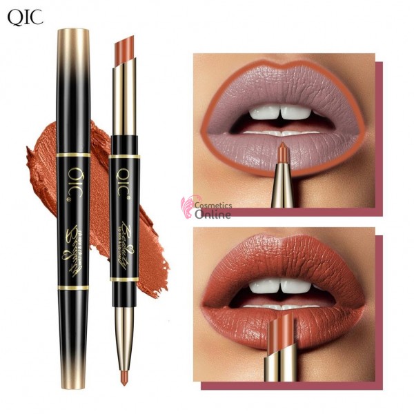 Ruj solid pentru buze si creion pentru contur 2 in1 QIC Beauty Lip Liner Cod 11 Antique Peach